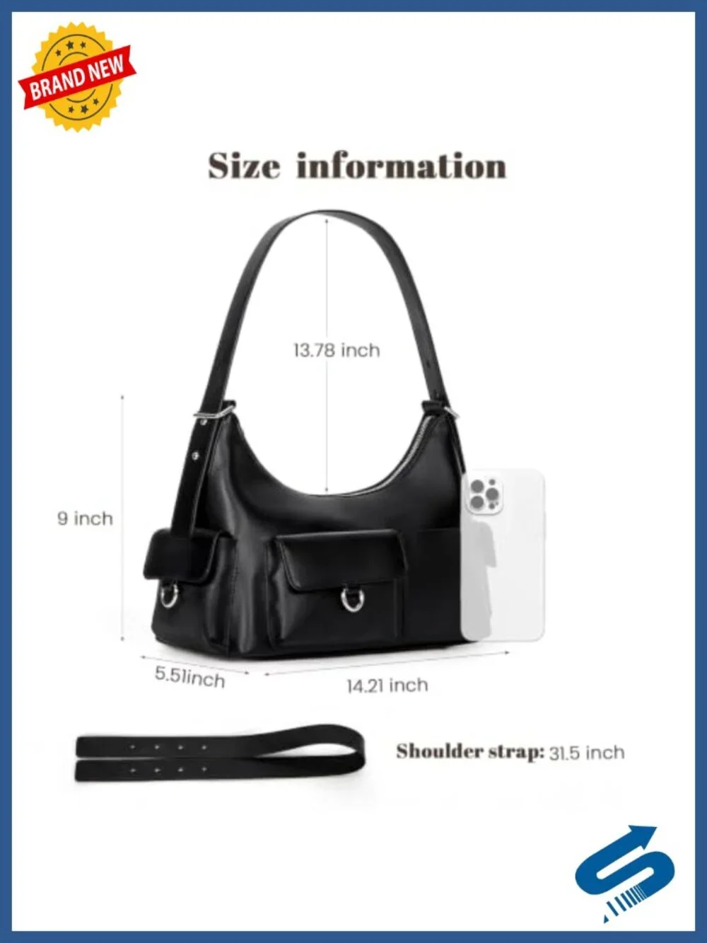 Y2K Cargo Slouchy Shoulder Bag Multi Pocket PU Utility Tote Handbag Adjustable